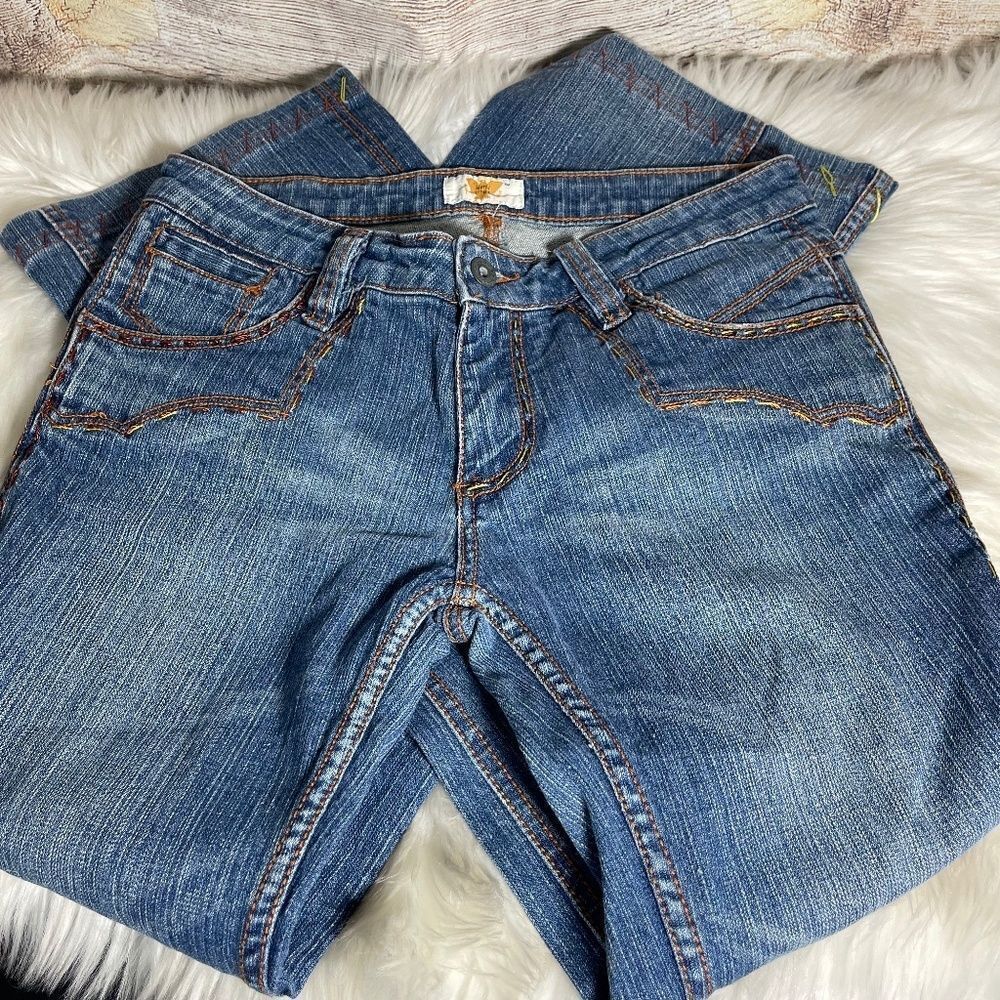 Antik Denim Boho Flare Leg Topstitched Mid-Rise Jeans‎ Sz 28